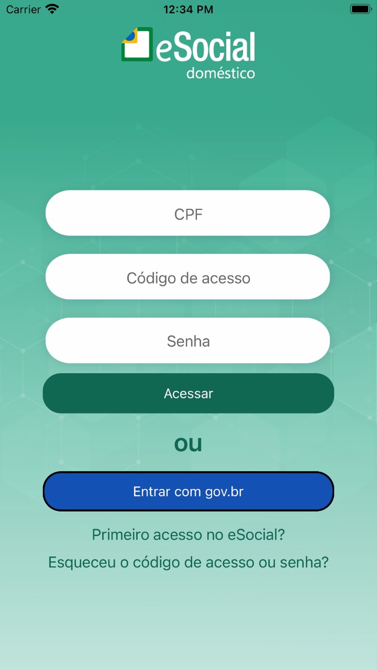 Screenshot do app eSocial Doméstico