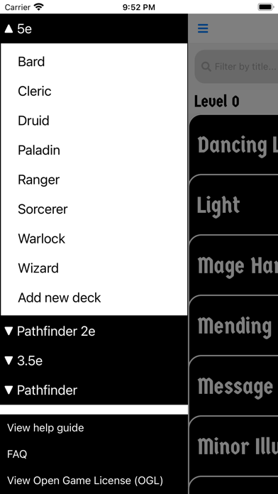 Screenshot #2 pour D20 Spell Cards