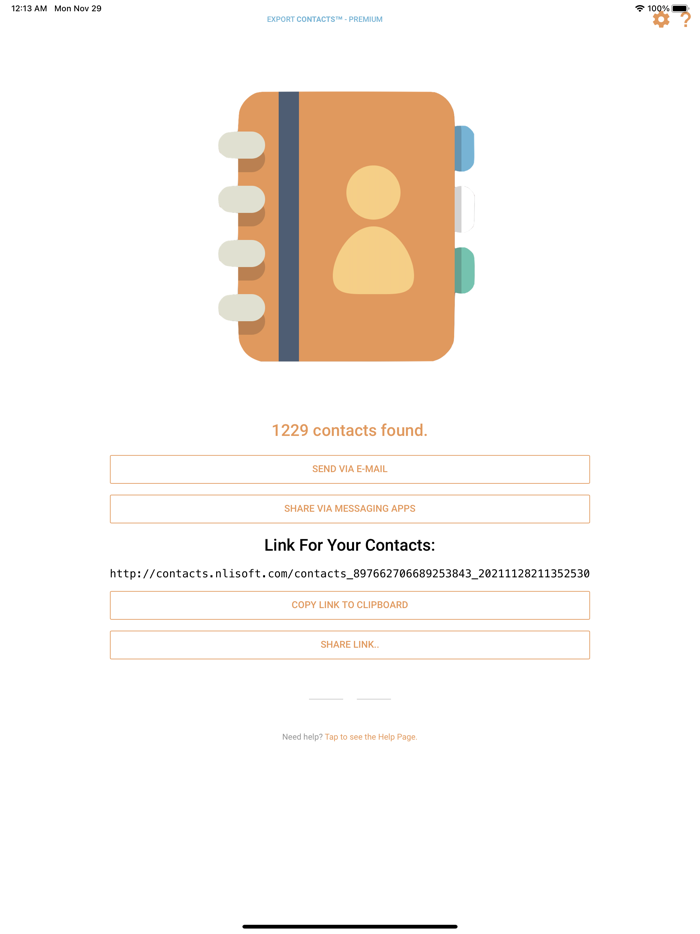 Export Contacts Backup, Share
