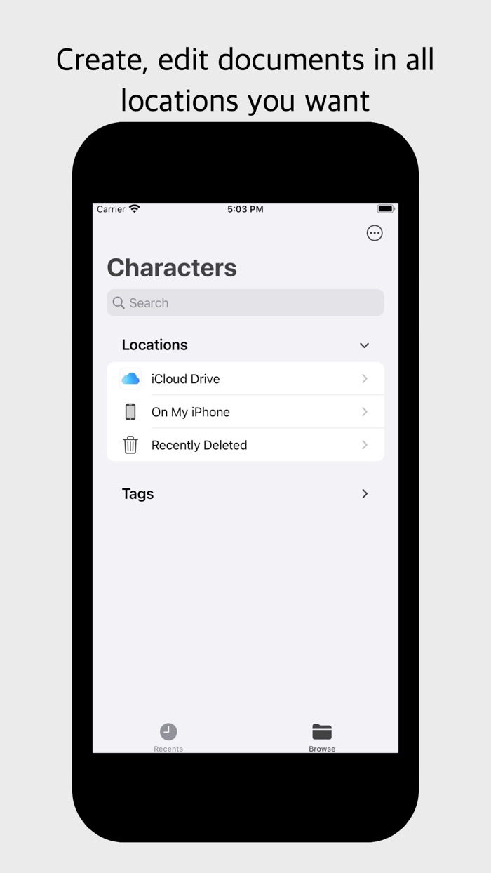 Characters - Plain text editor