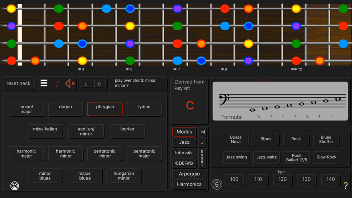 Bass Guitar Colour Scales