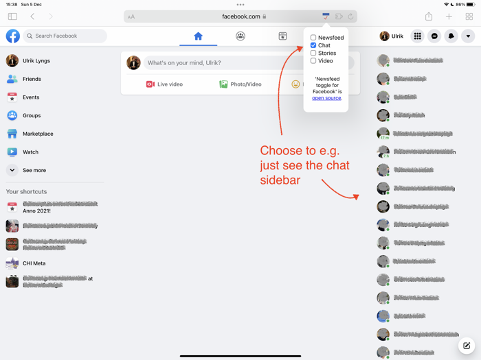 Newsfeed toggle for Facebook