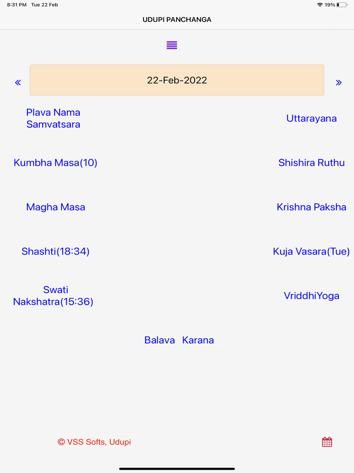 Udupi Panchanga 2022
