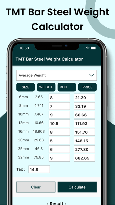 TMT bar Steel Calculator Screenshot