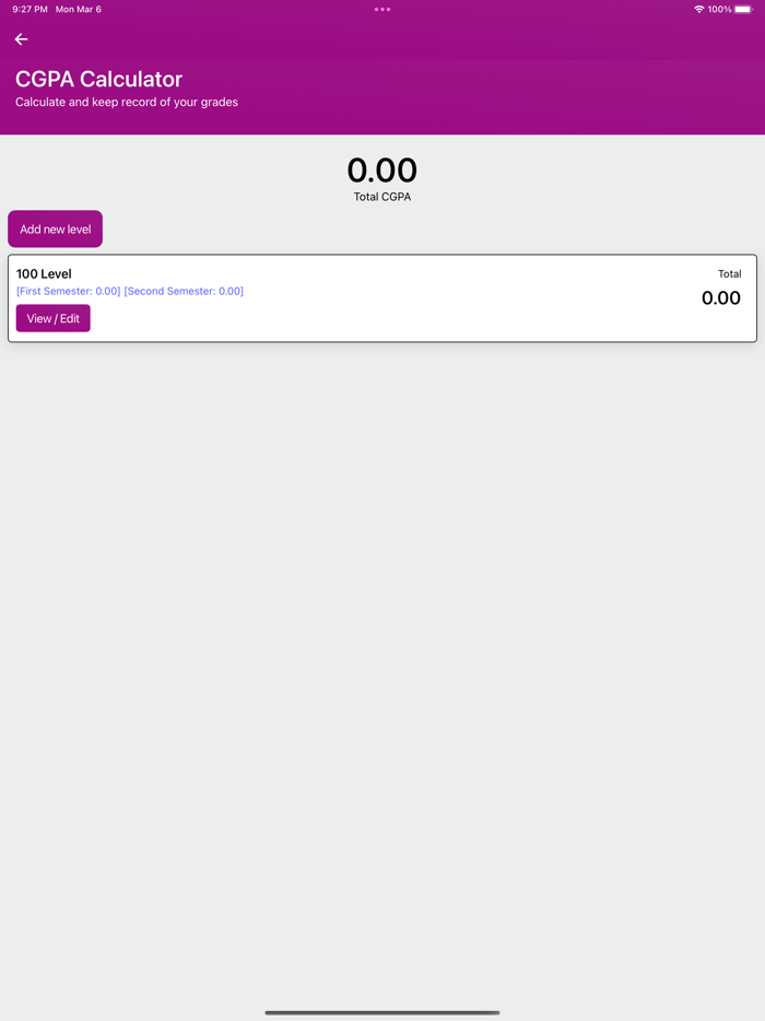 LFX UNIBEN 100L 1st semester