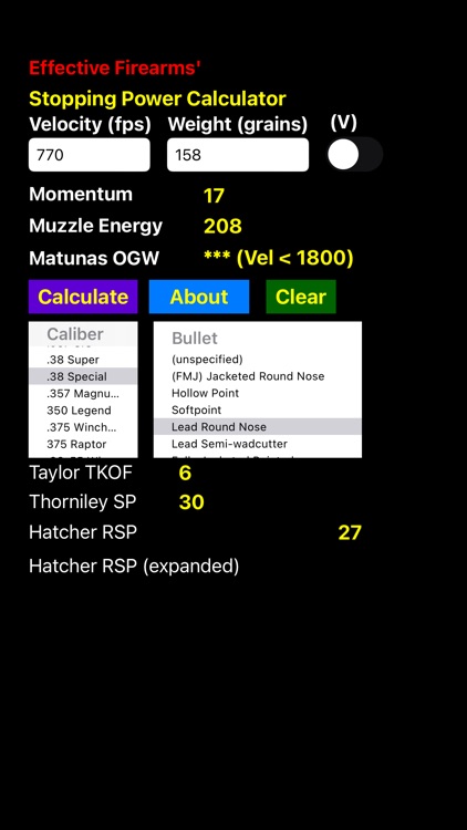 Stopping Power Calculator