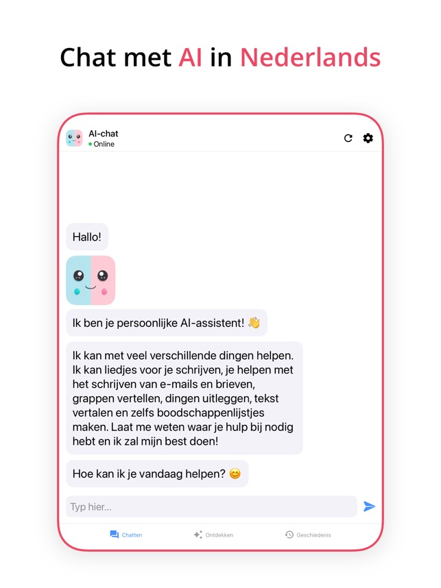 Samengroeiing hypothese beoefenaar AI Chat Nederlands in de App Store