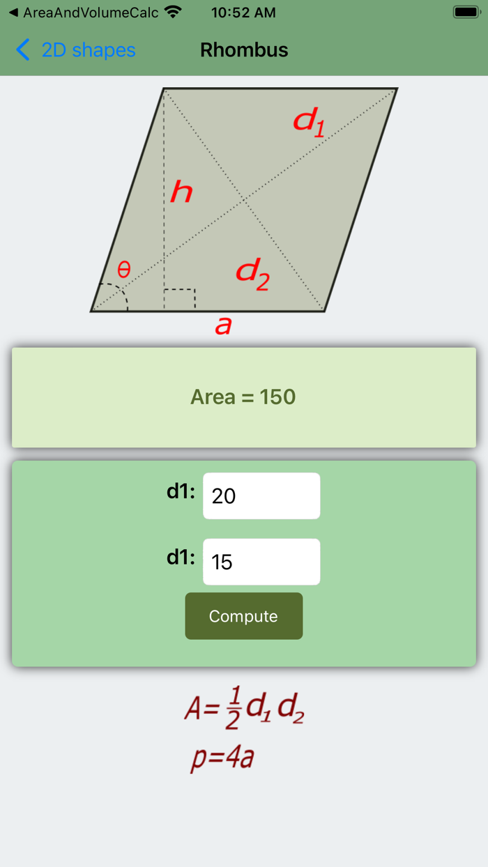 Area and Volume Calculator