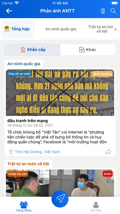 Phản ánh ANTT CA Hải Dương