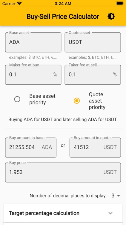 Buy-Sell Calculator