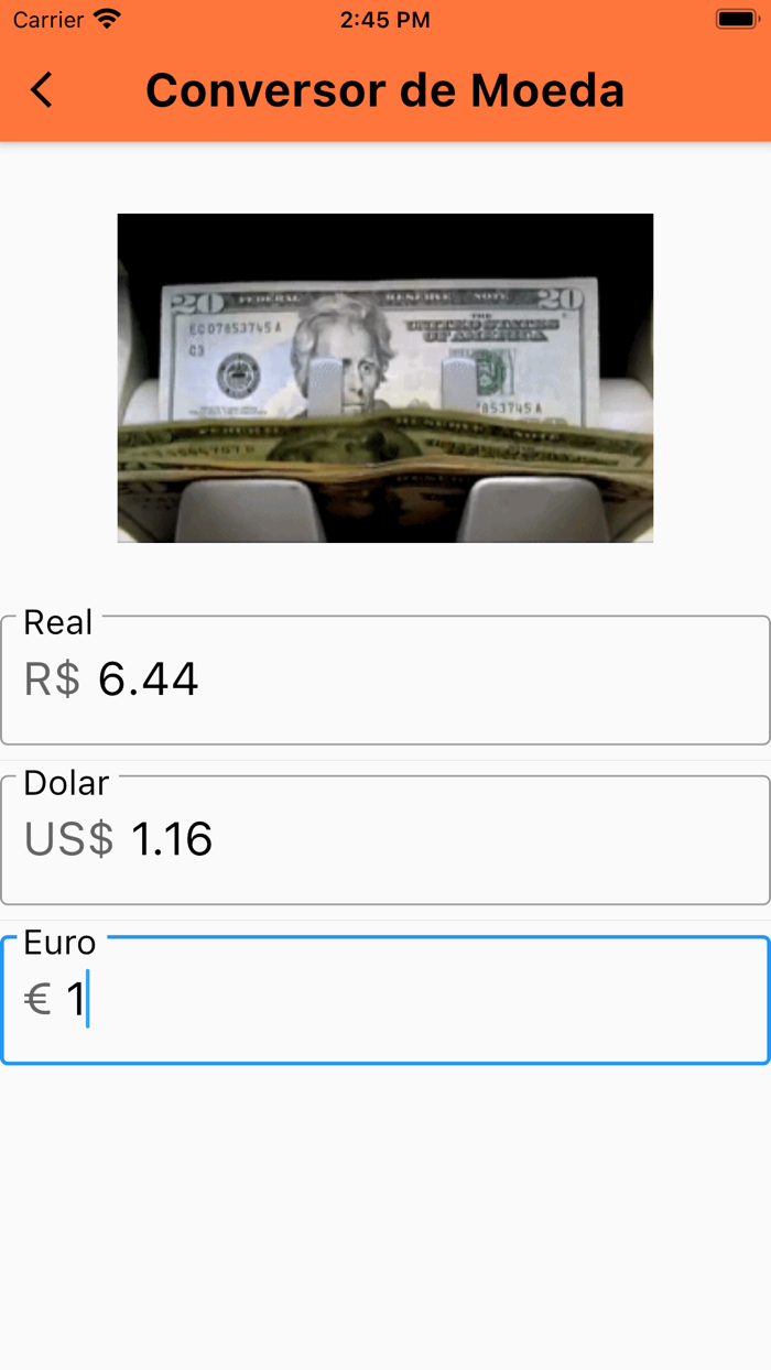 Conversor de moeda instantâneo