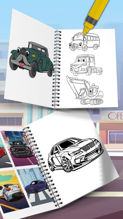 Cute Cars Coloring Book
