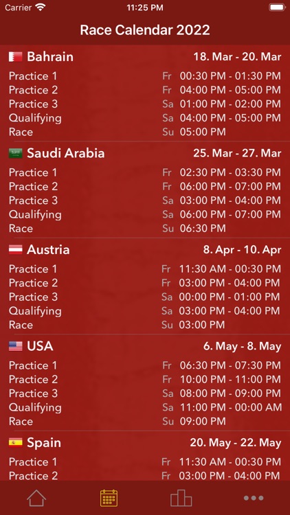 Race Calendar 2022