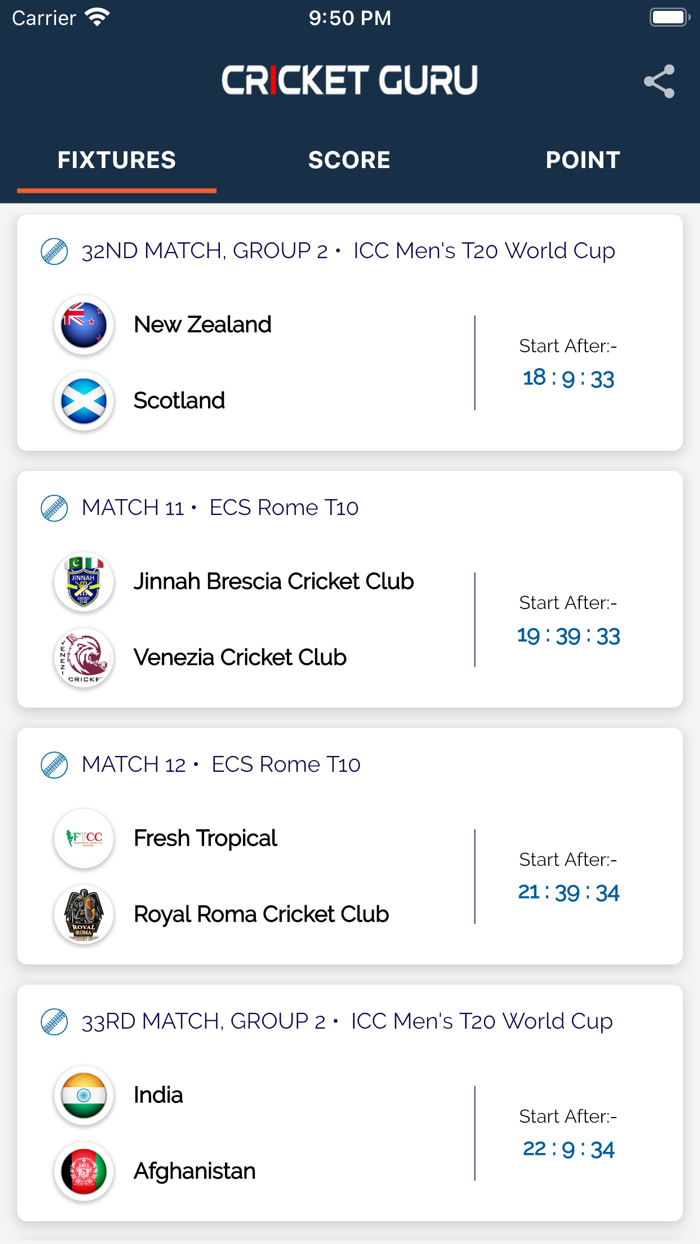 Live Cricket - Cricket Guru