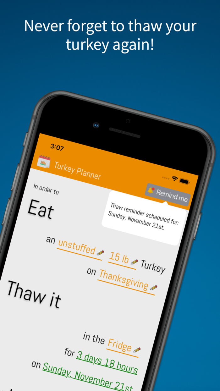 Turkey Planner - Thaw  Cook