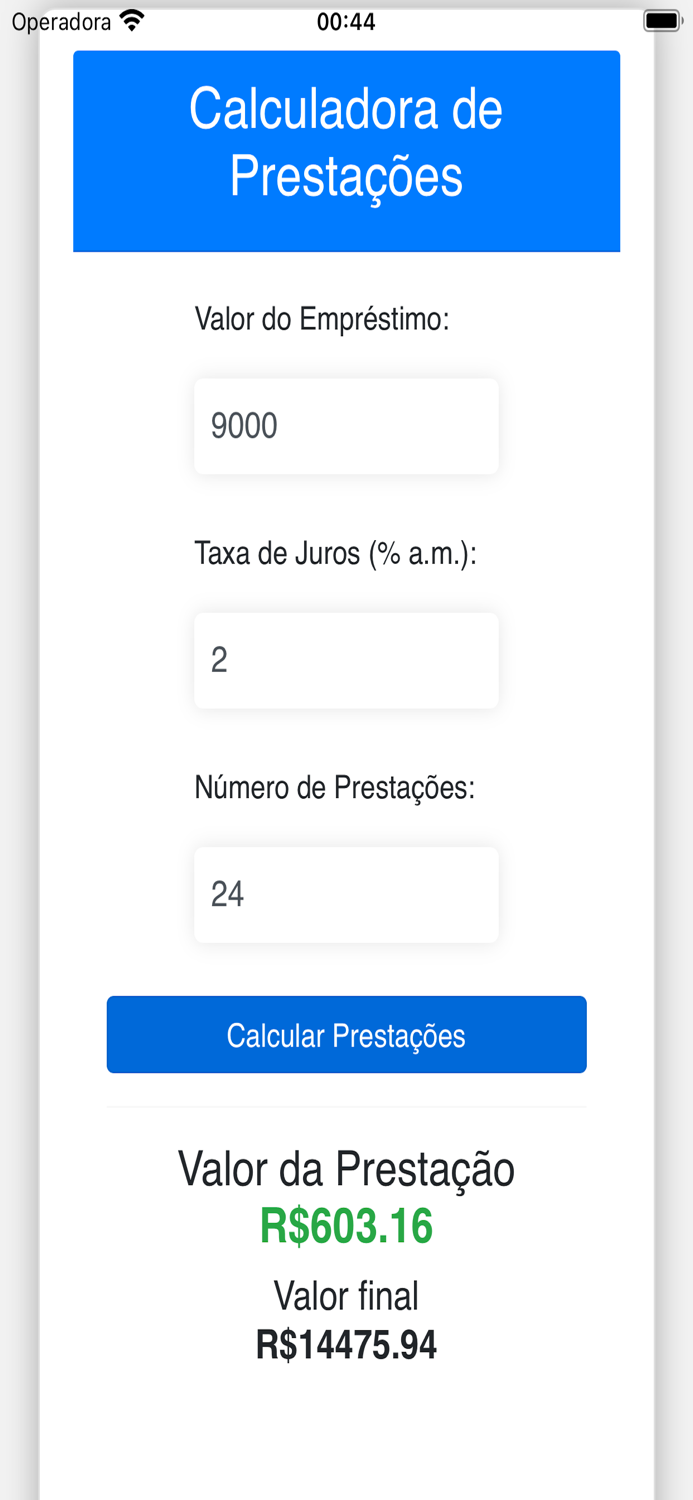 Calculadora de Prestações