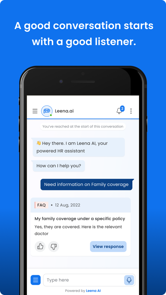 Leena AI di LEENA AI, INC. - (iOS App) — AppAgg