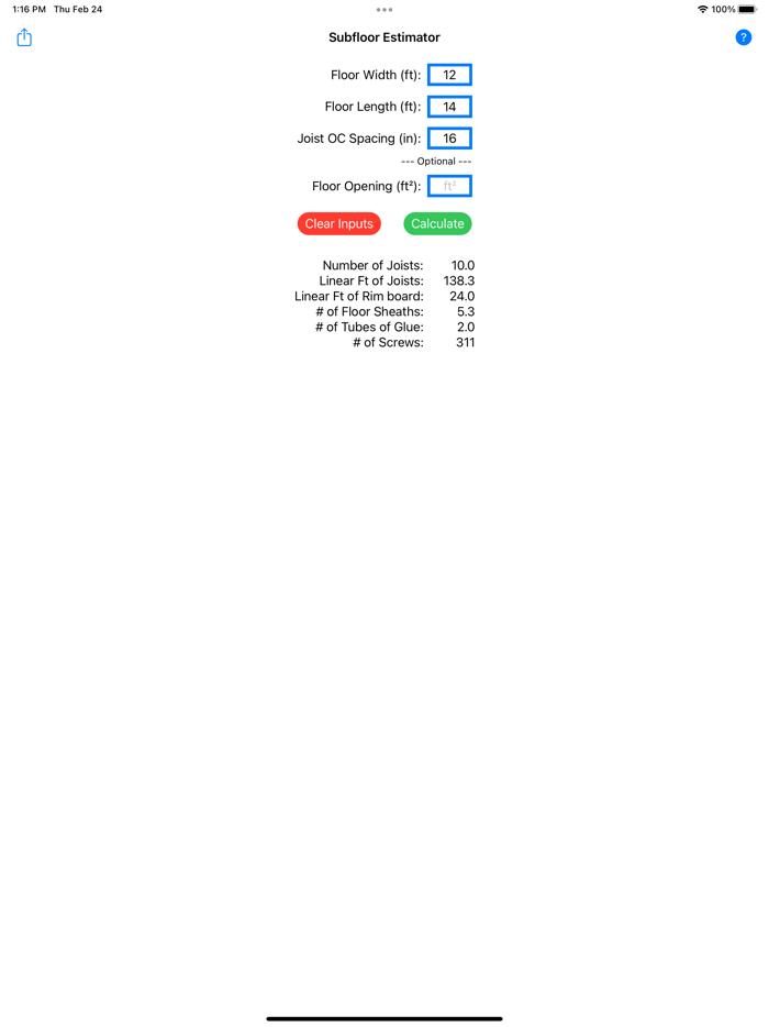 Subfloor Material Estimator