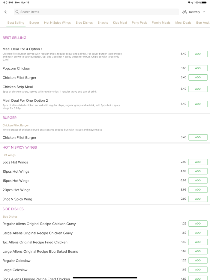 Allens Fried Chicken Sale