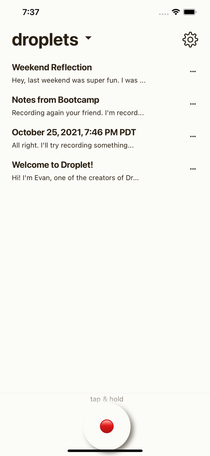 Droplet Voice Notes