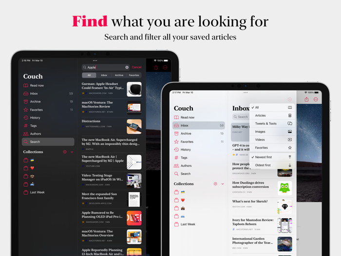 Couch Reader for Pocket