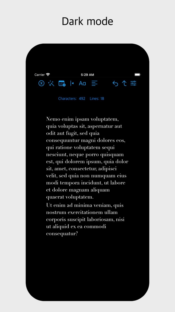Characters - Plain text editor