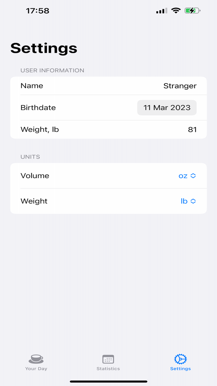 Liquid Intake Tracker