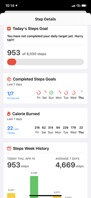 Widget salute: screenshot del tracker di attività