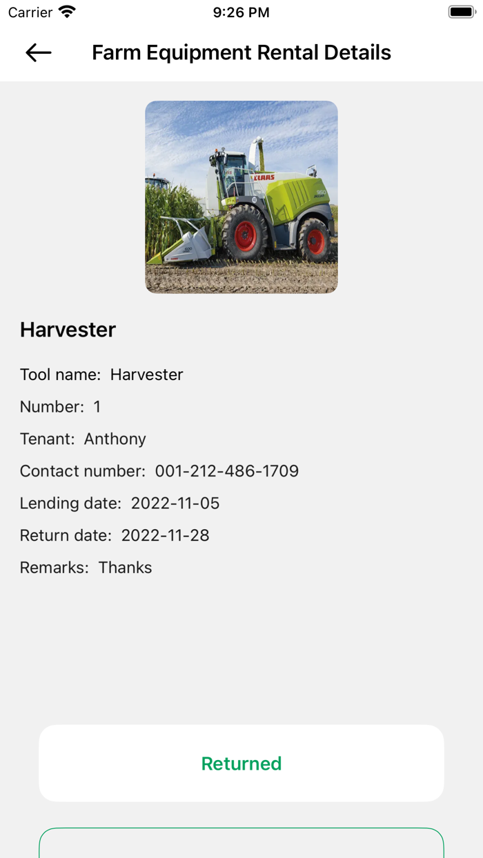 Farm Equipment Rental