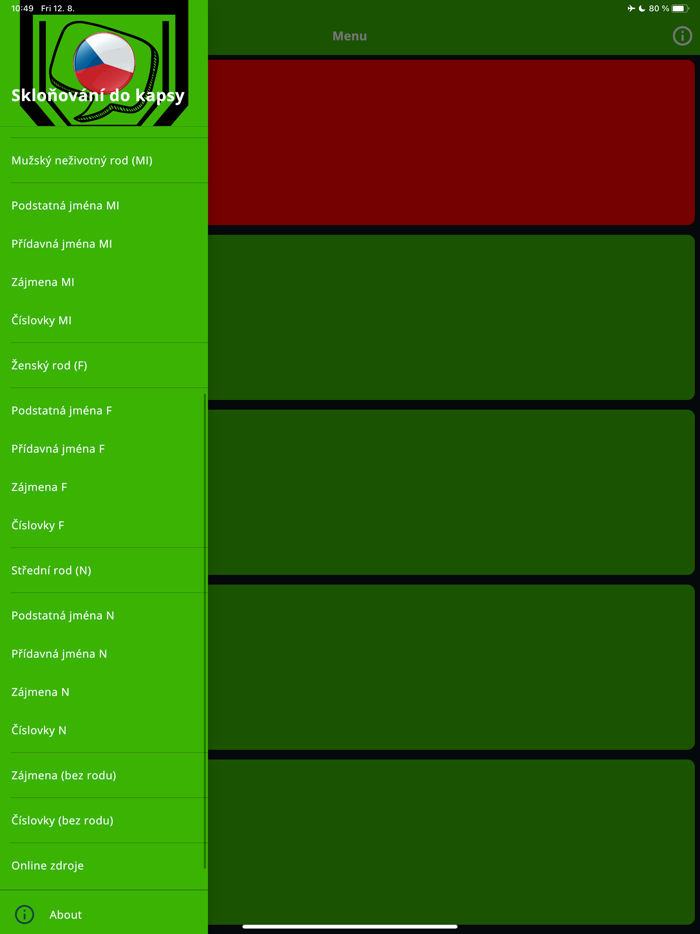 Чешские склонения в кармане