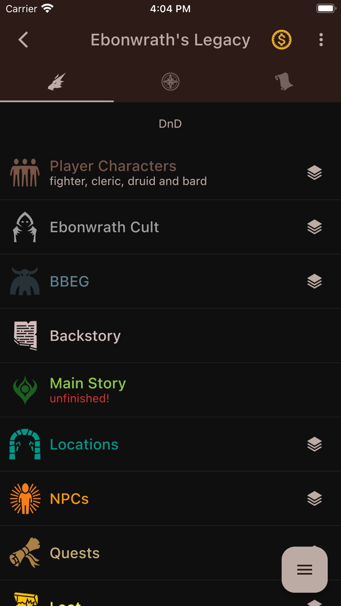 RPG Notebook Campaign Manager