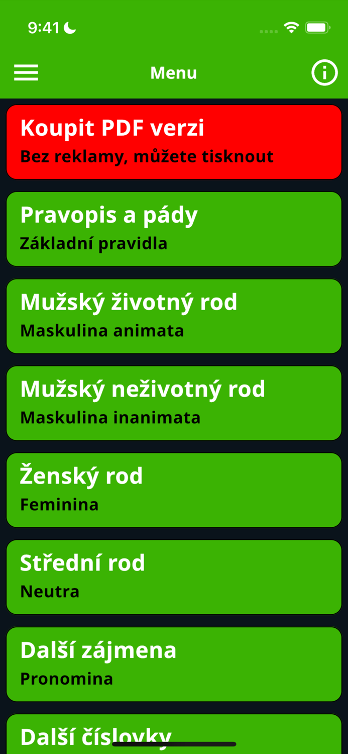 Чешские склонения в кармане