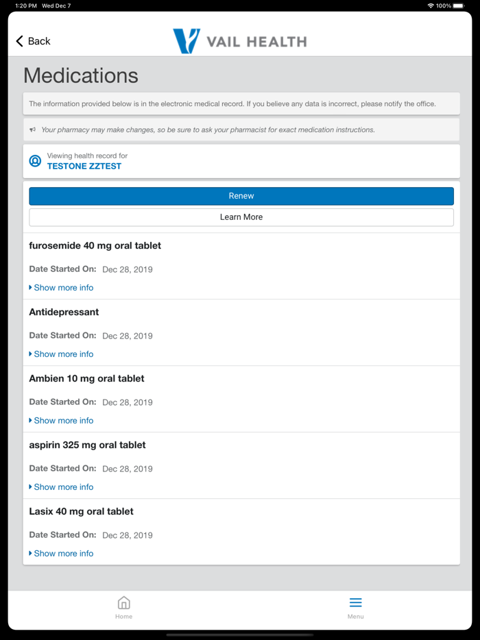 Vail Health Patient Portal