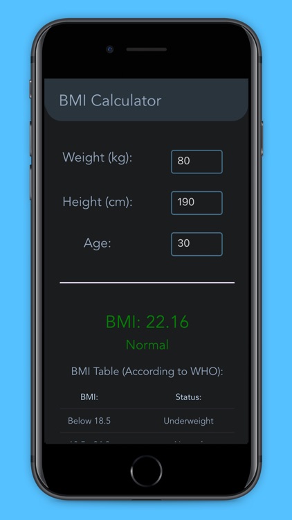 Minimal BMI Calculator