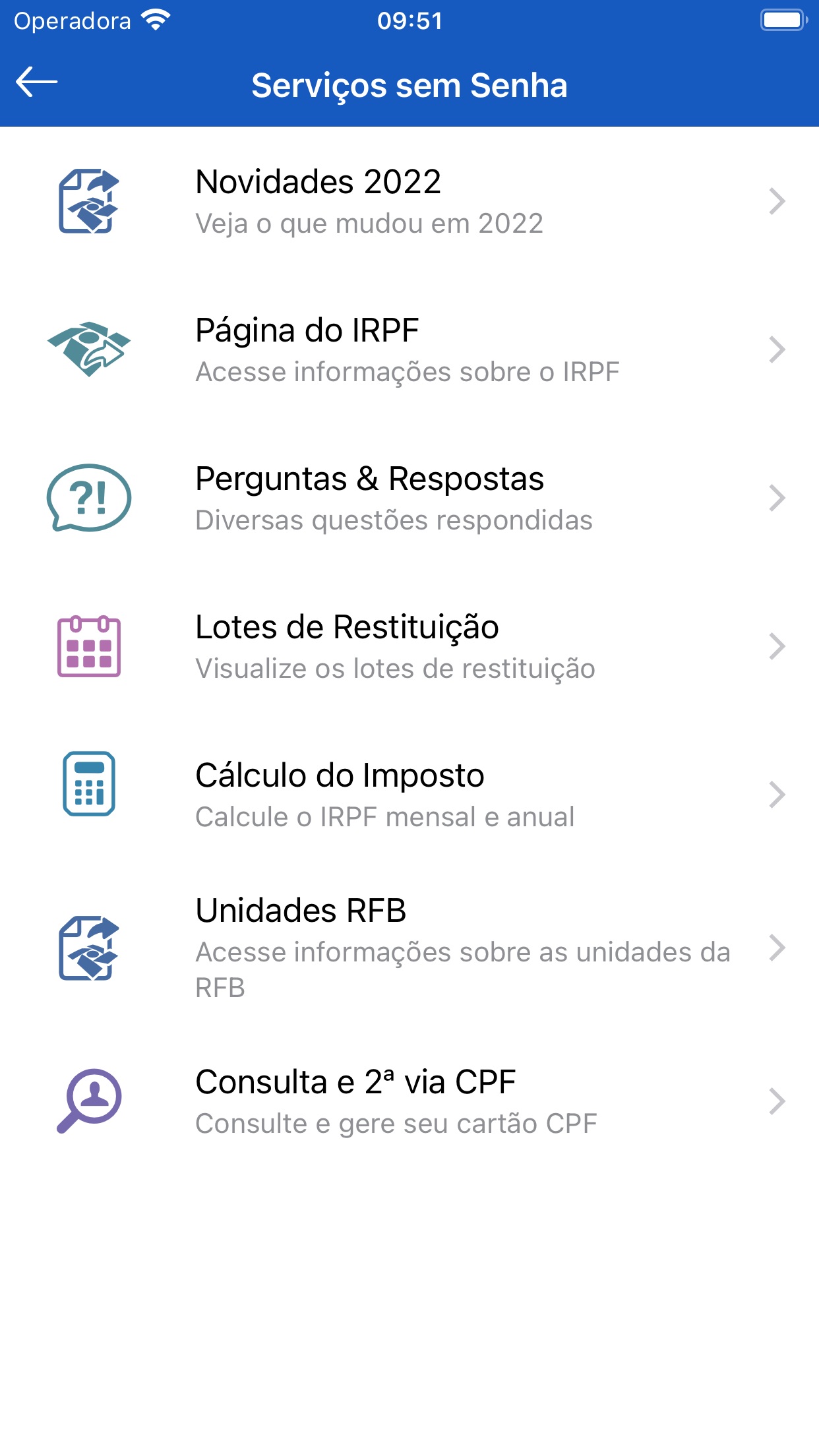 Screenshot do app Meu Imposto de Renda