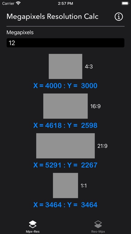 Megapixels Resolution Calc