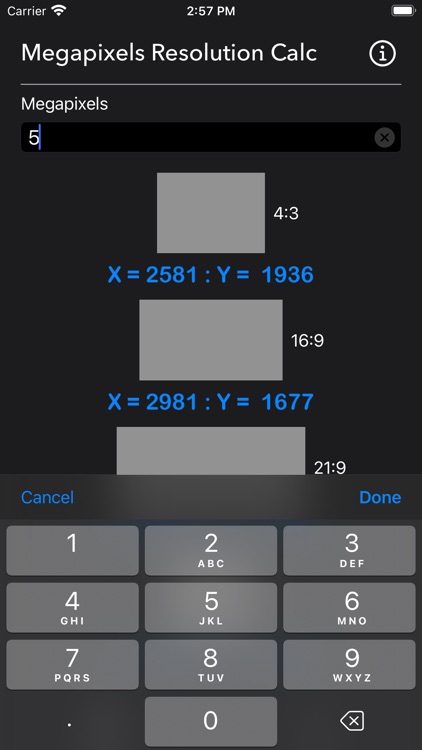 Megapixels Resolution Calc