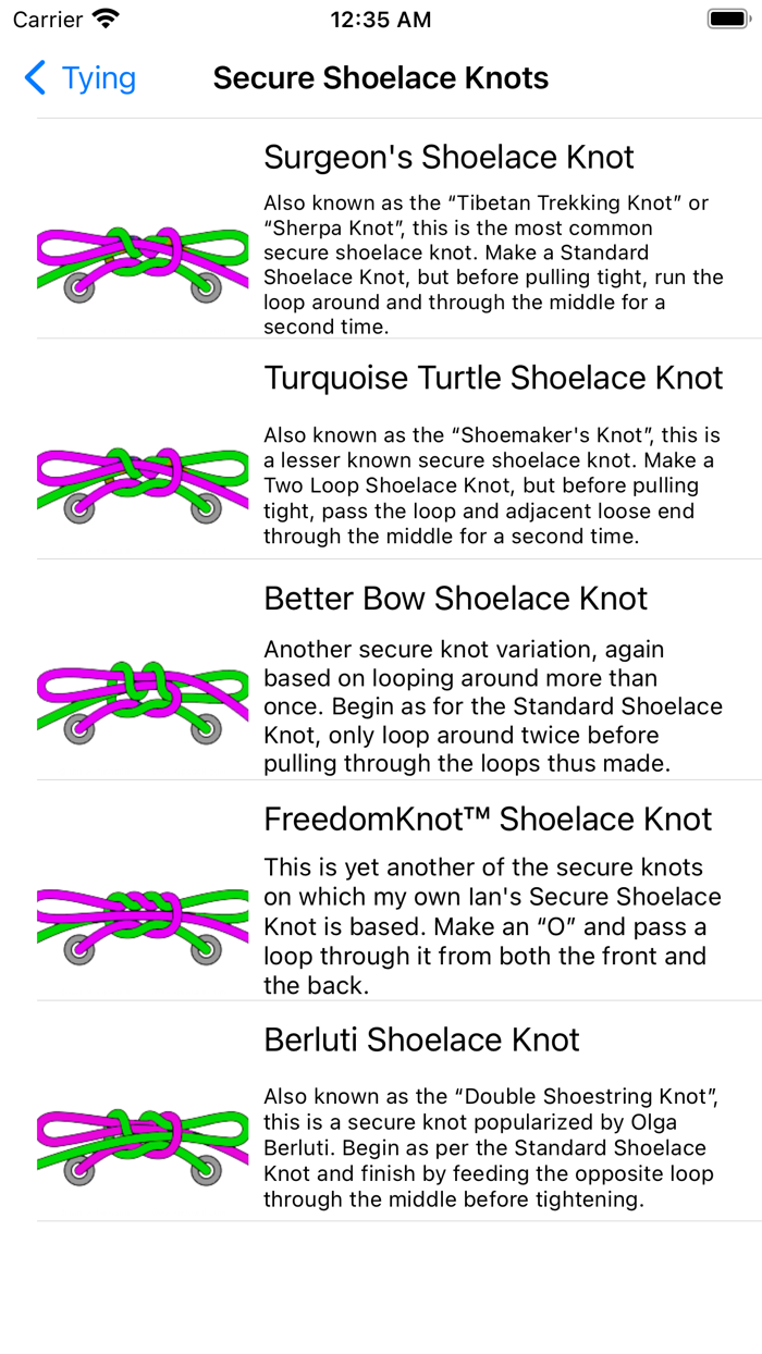 Shoelace and tying knots