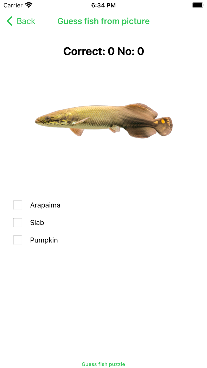 Guess fish from picture puzzle