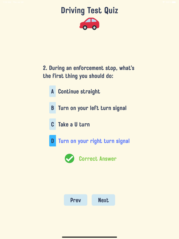 Driving Test Quiz