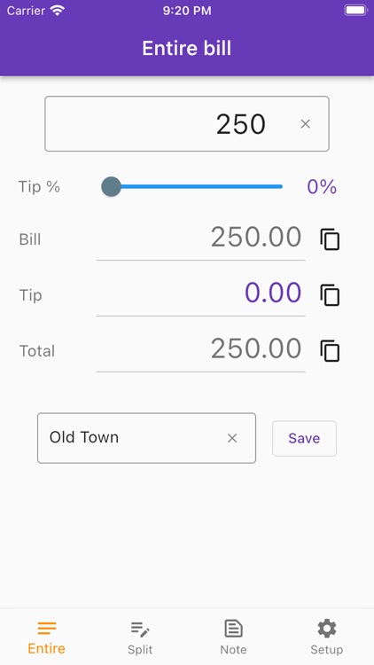Tip Calculator bill tip split
