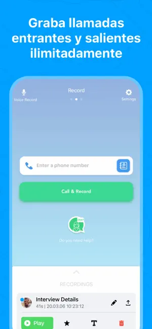 Screenshot 2 Grabadora de llamadas - Grabar iphone
