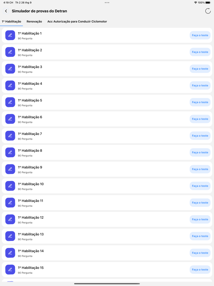 Simulador de provas do Detran