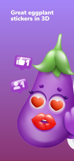 Eggplant 3D Emoji Stickers App