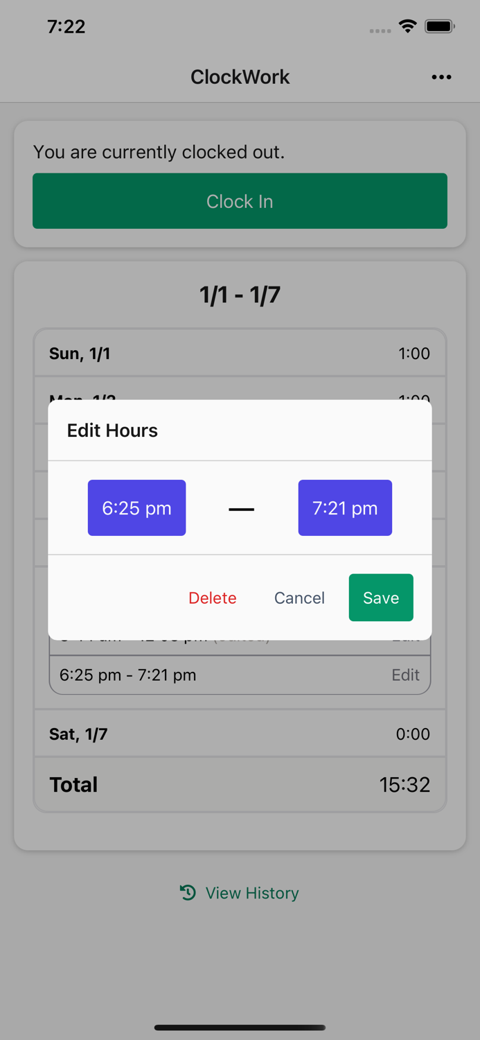 ClockWork Time Tracker