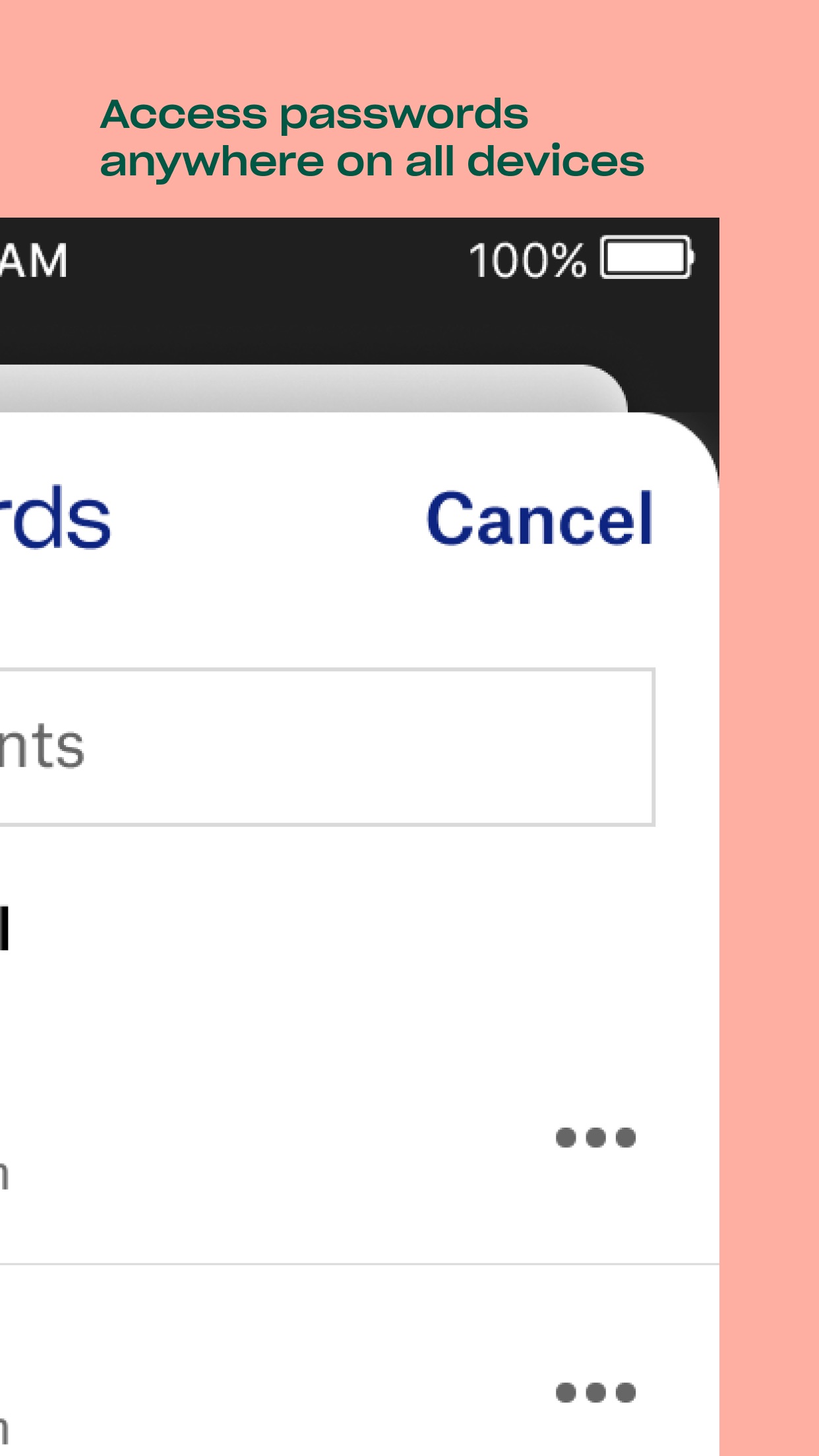 Screenshot do app Dropbox Passwords - By Invite