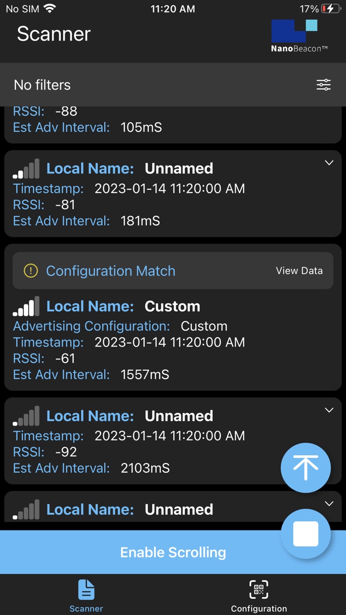 NanoBeacon BLE Scanner