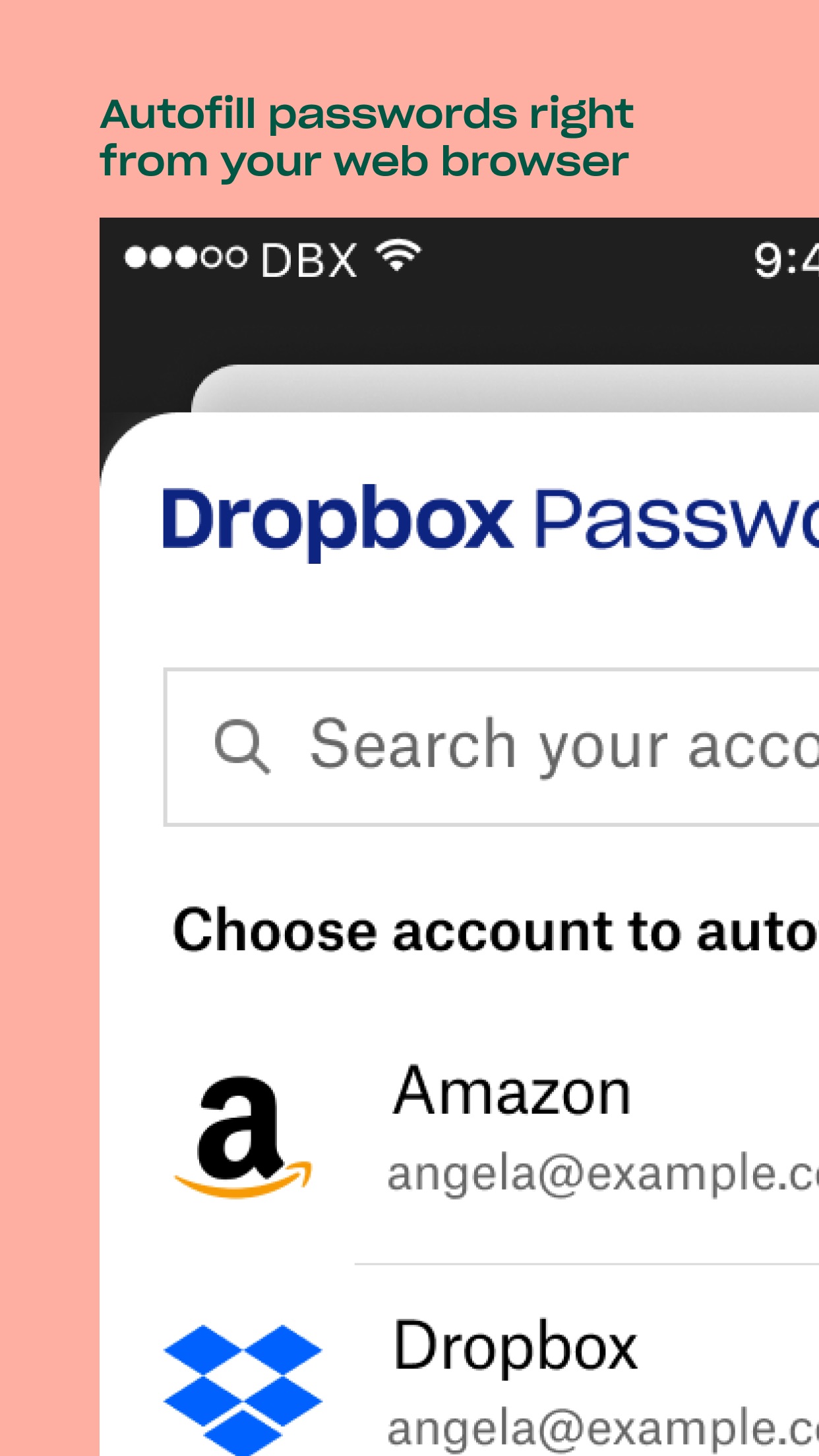 Screenshot do app Dropbox Passwords - By Invite