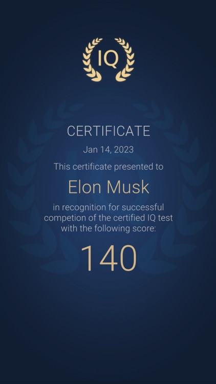 IQ Test with a Certificate