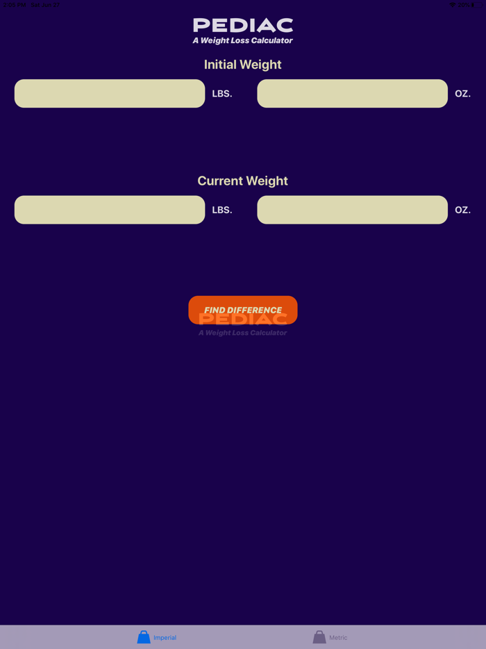 Pediac Weight Calculator